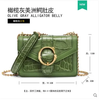 gete 31/5000 crocodile New leather stylish one-shoulder alligator belly casual bag for women - Color: green