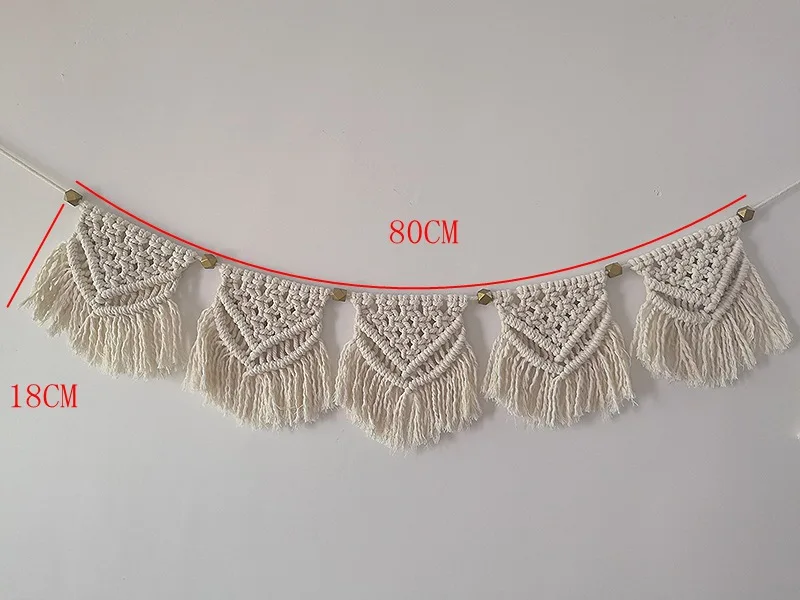 80cmx18cm Макраме Тканый гобелен баннер ручной работы настенный Декор для дома Декор для гостиной спальни изголовье настенный - Цвет: 80cmx18cm