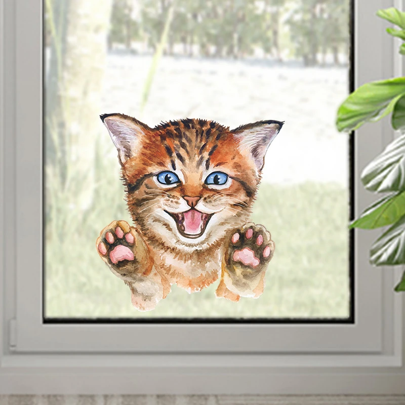 Cute Cat Wall Sticker For Living Room Bedroom Cupboard Toilet Decoration Kp Cute Cat Wall Sticker For Living Room Bedroom Cupboard Toilet Decoration Kp