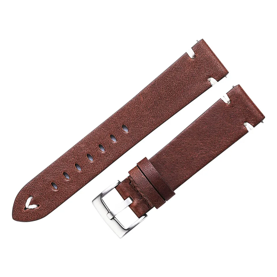 Pulseira Relógio BISONSTRAP Couro | Sistema Quick Release | Marrom Vermelho 18mm-22mm