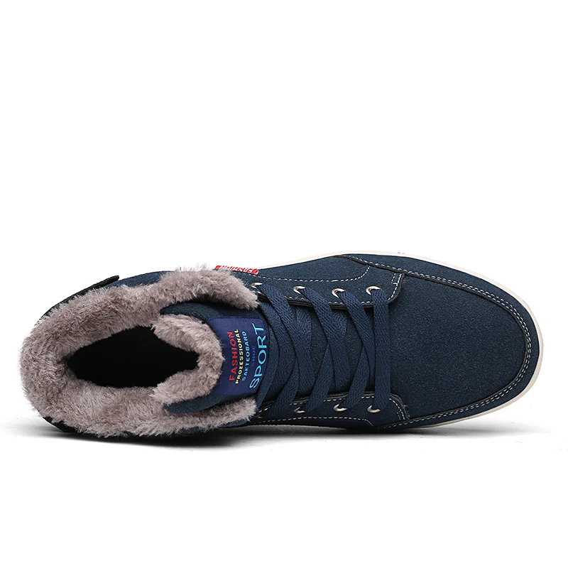 Winter Warm Hot Comfortable Men Shoes Sale Cotton Anti Soft Fashion Slip Waterproof Walking Short Plush Rubber Lace-Up
