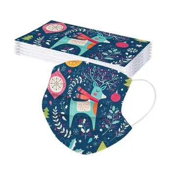 

20 Pcs Disposable Face Mask Christmas Print Mascarillas Non-Woven 3 Layer Face Masks For Germ Protection For Adults Flag Bandana