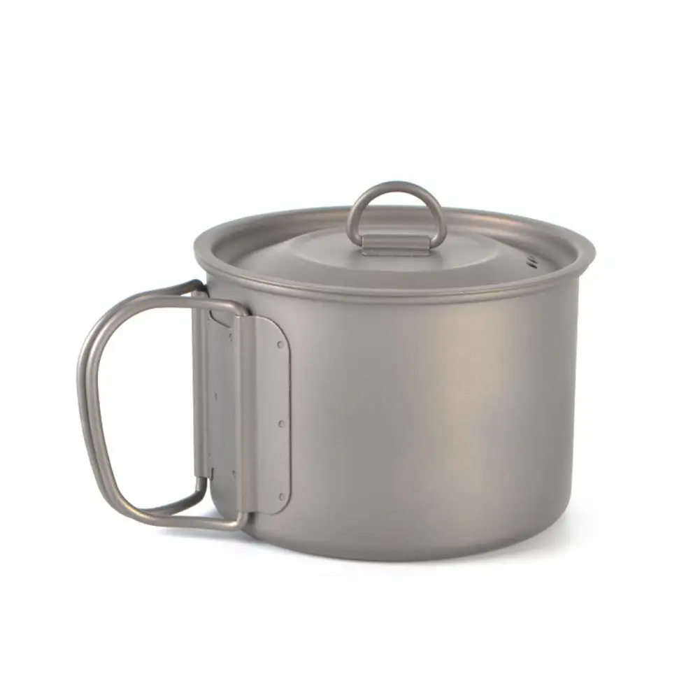 

DishyKooker Outdoor Camp Titanium Cup with Cover Water Glass Foldable Drinking Cup 450ML