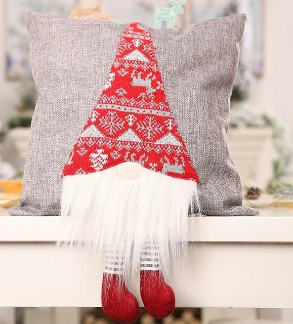 Рождественская забавная подушка в форме Санта-Клауса, чехол 38*38 см, 3D подвесная кукла с ногами, чехлы на декоративные подушки, стул, наволочка, диван, дом