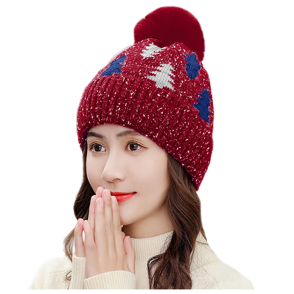 ACCGLORY вязаная шерстяная шапка с шариками Skullies Beanies, Повседневная Уличная уличная плотная теплая шапка, Женская Осенняя зимняя Милая Шапка-бини
