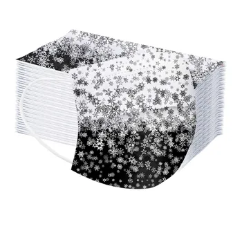 

50/100pc Adult Women Christmas Snowflake Disposable Mask Thickened 3ply Filter Ear Loop Face Shiled Mask Mascara Mascarillas