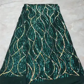 

African Sequins Lace Fabric 2020 Nigerian French tulle Lace fabric with Sequins Embroidery Lace Fabric for Wedding dress