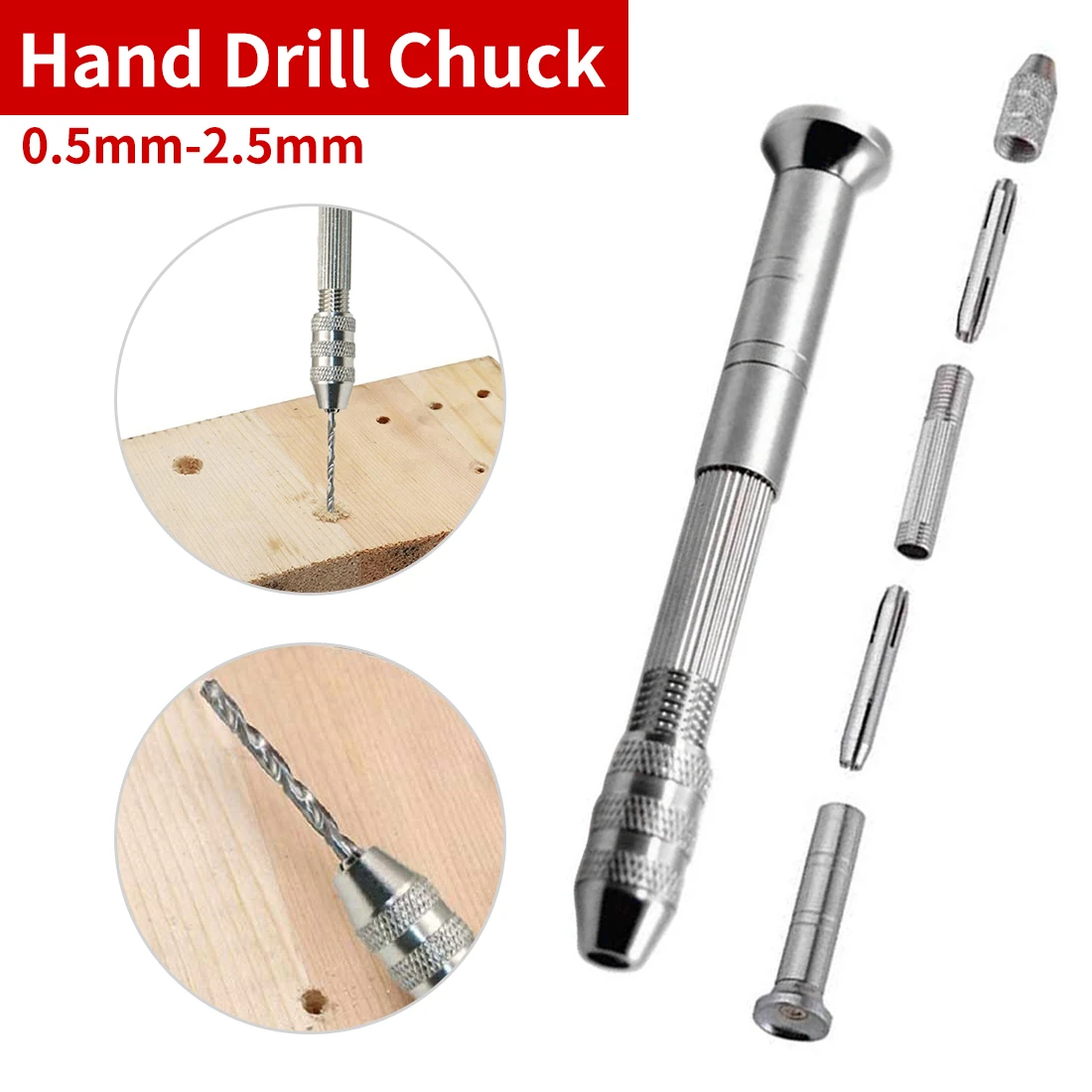 Beautylady Aluminum Mini Manual Hand Drill Chuck Micro Drill Bit