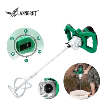 

1300W Mortar MIxer Electric Cement Mixer Paint Concrete Adjustable 6-Speed Handheld Mixer Tool LED Light