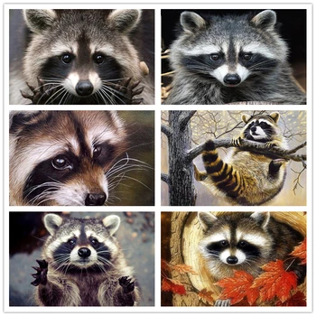 

5D Diamond Painting Full Square Round Drill Art Raccoon Cross Stitch Mosaic Diamond Embroidery Animal Rhinestone Home Decor Gift