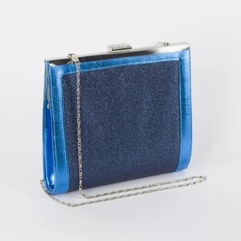 

Women's clutch, clasp section, long chain, color blue