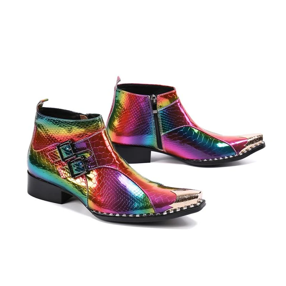 Plus Size 46 Chelsea Boots Men Patent Genuine Leather Business Pointed Toe Ankle British Style Short Boots Wedding Casual