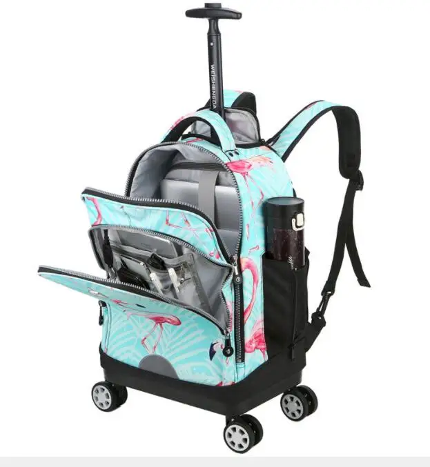 Weishengda Travel Rolling luggage backpack Bag Children travel trolley bag teeangers wheeled backpack for school bag with wheels 5
