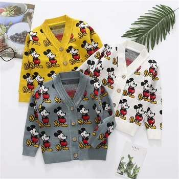 

Disney Baby Boys Girls Cardigan Mickey Mouse Knitted Sweater Cardigan Tops Children Long Sleeve Outfit Kids Winter Clothes Coat