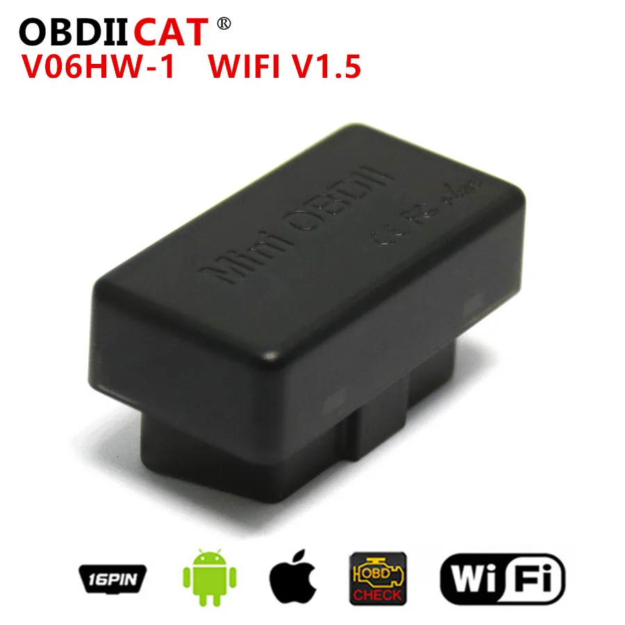 

OBDIICAT V06HW/V06HW-1 ELM327 WIFI 16Pin OBD2 сканер Мини Elm327 V1.5 Диагностический интерфейс портативная Поддержка Android/IOS