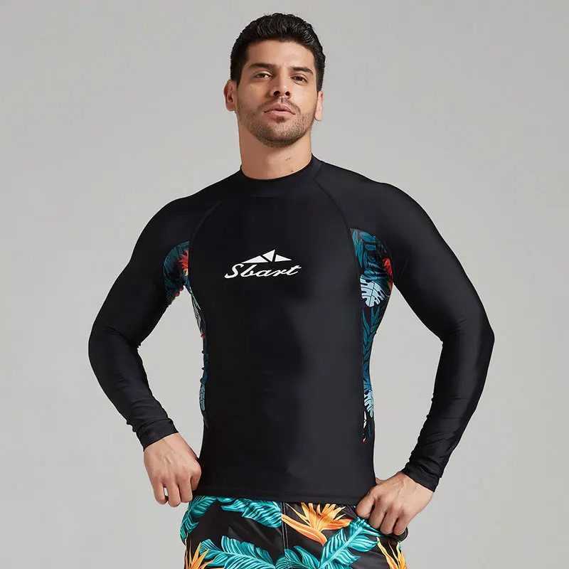 Men's Long Sleeve Rashguard UPF 50+ Sun Protection Rash Guard Shirt Swimming Surfing Tee Basic Layer Tops Wetsuit Compression - Цвет: One Piece Shirt
