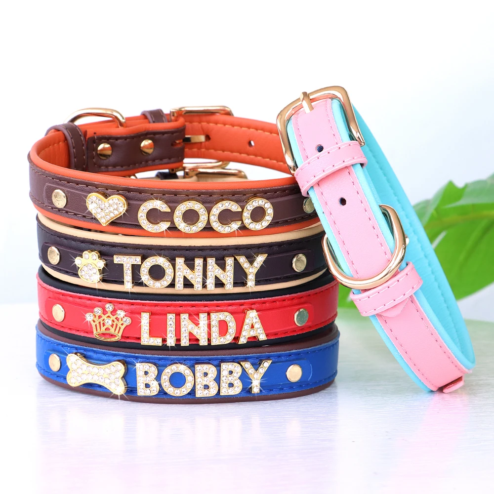 Small Boy Girl Cute Green Red Cat Collar Puppy Small Adjustable  Personalized Dog Collar Rhinestone Bling Charms Custom Dogs Name -  AliExpress