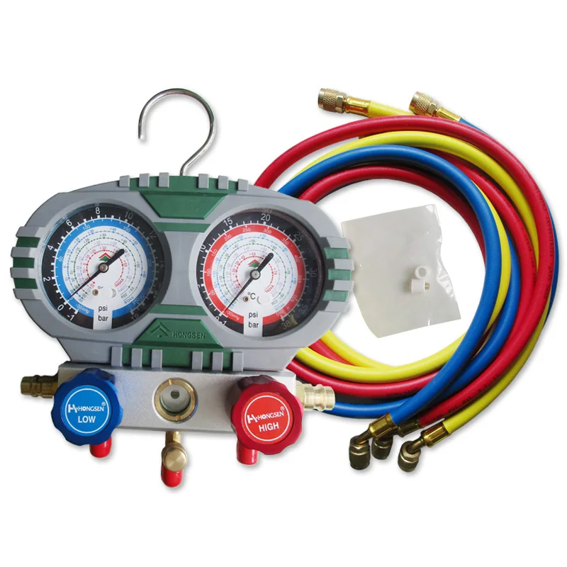

HS-S60-102 Refrigerant and fluoride pressure gauge Repair Tool Manifold Gauge Set with Hose for Household and Air Conditioning