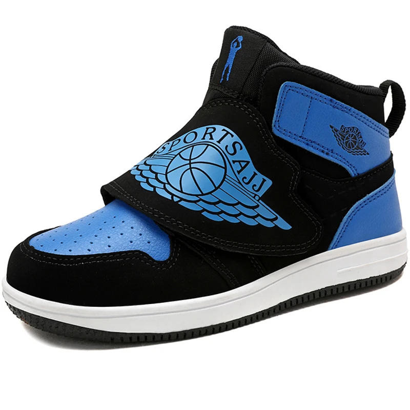Boy Basketball Blue Брендовые высокие Нескользящие Детские кроссовки; Баскетбольная обувь для мальчиков; детская спортивная баскетбольная обувь; уличная спортивная обувь для мальчиков; кроссовки; ботинки - Цвет: Boy Basketball Blue
