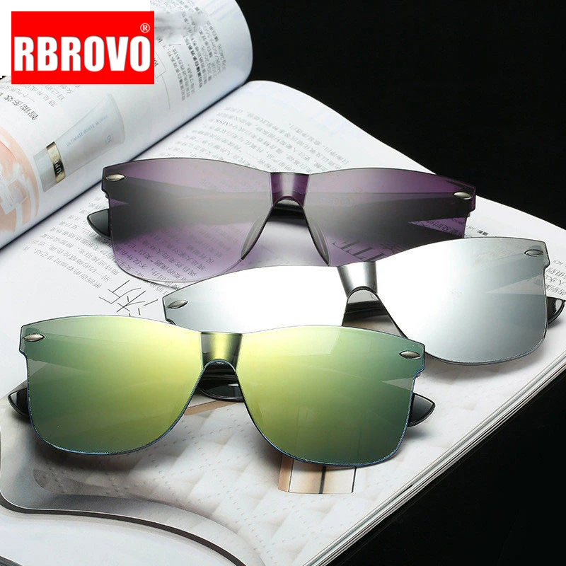 RBROVO, Модные прозрачные солнцезащитные очки, женские, цветные, Ретро стиль, без оправы, солнцезащитные очки, женские, винтажные, Роскошные, Брендовые очки