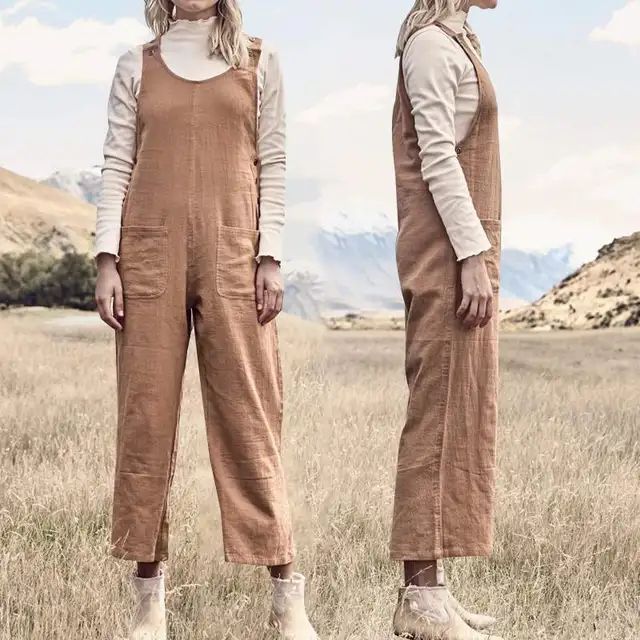 navy linen dungarees