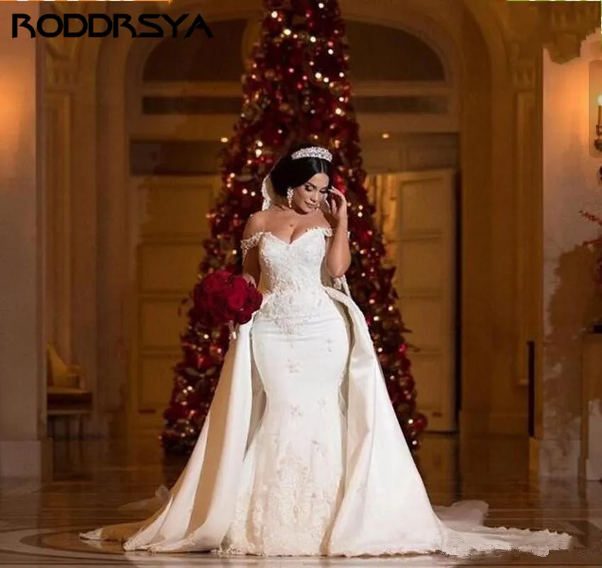 RODDRSYA сексуальное современное с открытыми плечами с юбкой-годе свадебное платье со съемным шлейфом юбки арабские африканские подвенечные свадебные платья