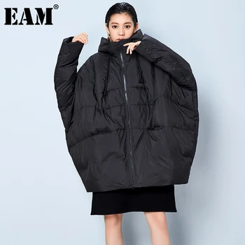 

[EAM] Loose Fit Wine Red Big Size Down Jacket New Hooded Long Sleeve Warm Women Parkas Fashion Tide Autumn Winter 2020 1DA040