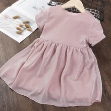 Повседневное платье для маленьких девочек; Летнее бальное платье; платья для девочек; однотонное праздничное платье принцессы с рюшами; Vestido; Детские платья для девочек