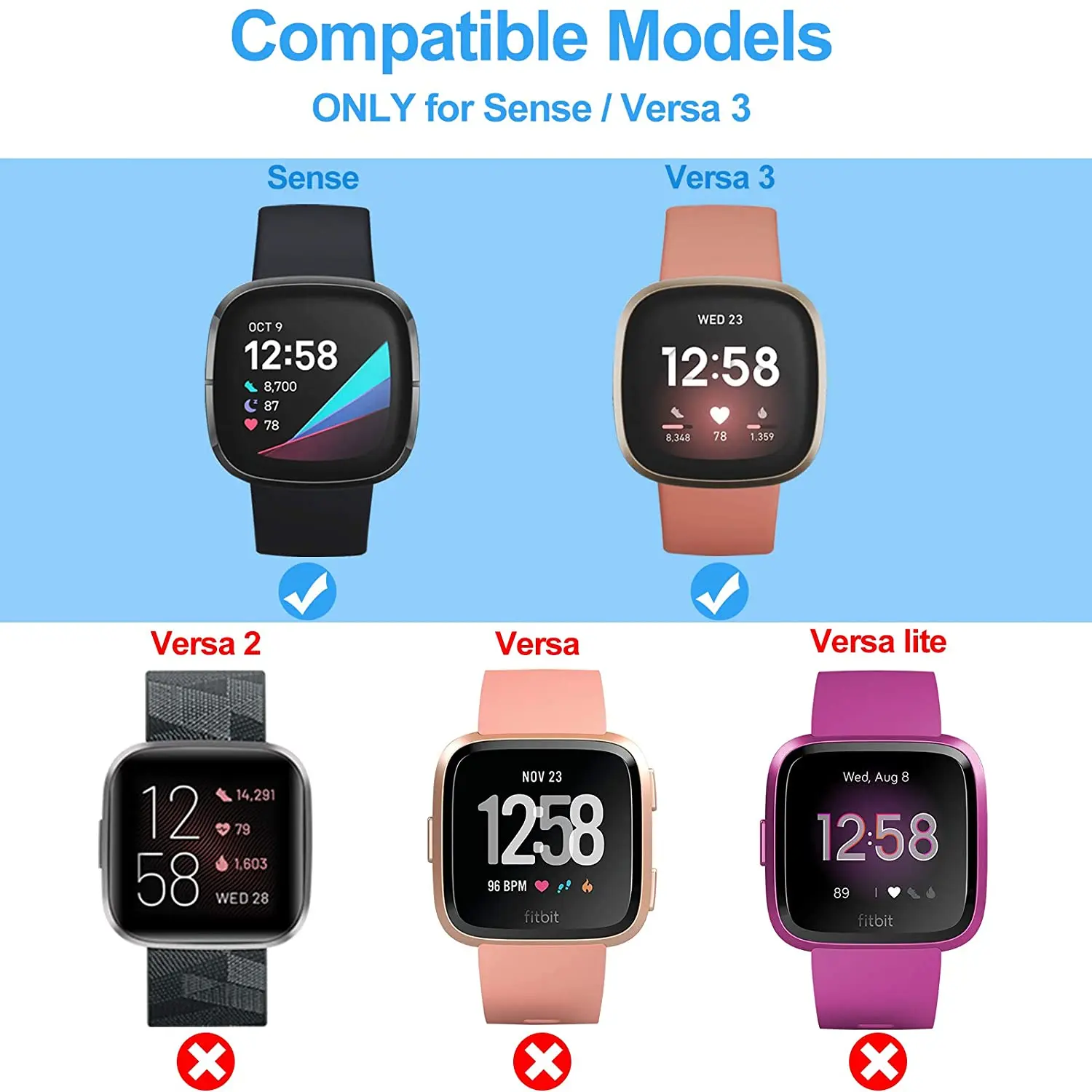 Baaletc 1m Charger Cable For Fitbit Sense Replacement USB Charging Cable Cord Clip Dock Accessories For Fitbit Versa 3 Smartwatc