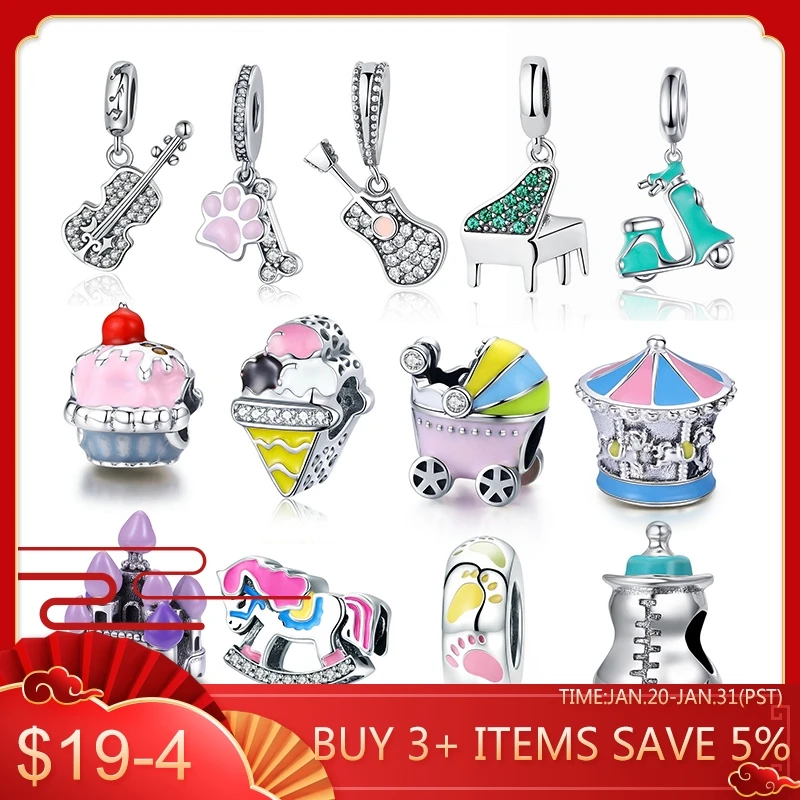 

Hot Sale Authentic 925 Sterling Silver House Baby Toys Charm Beads Fit Original Pandora Bracelet DIY Jewelry Making