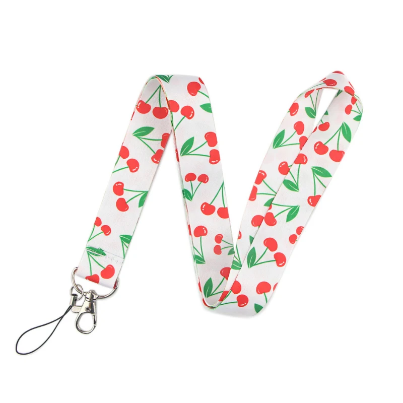 Fruit cherry Funny art Lanyard Neck Key Strap for Phone Keys ID Card Cartoon webbings ribbons