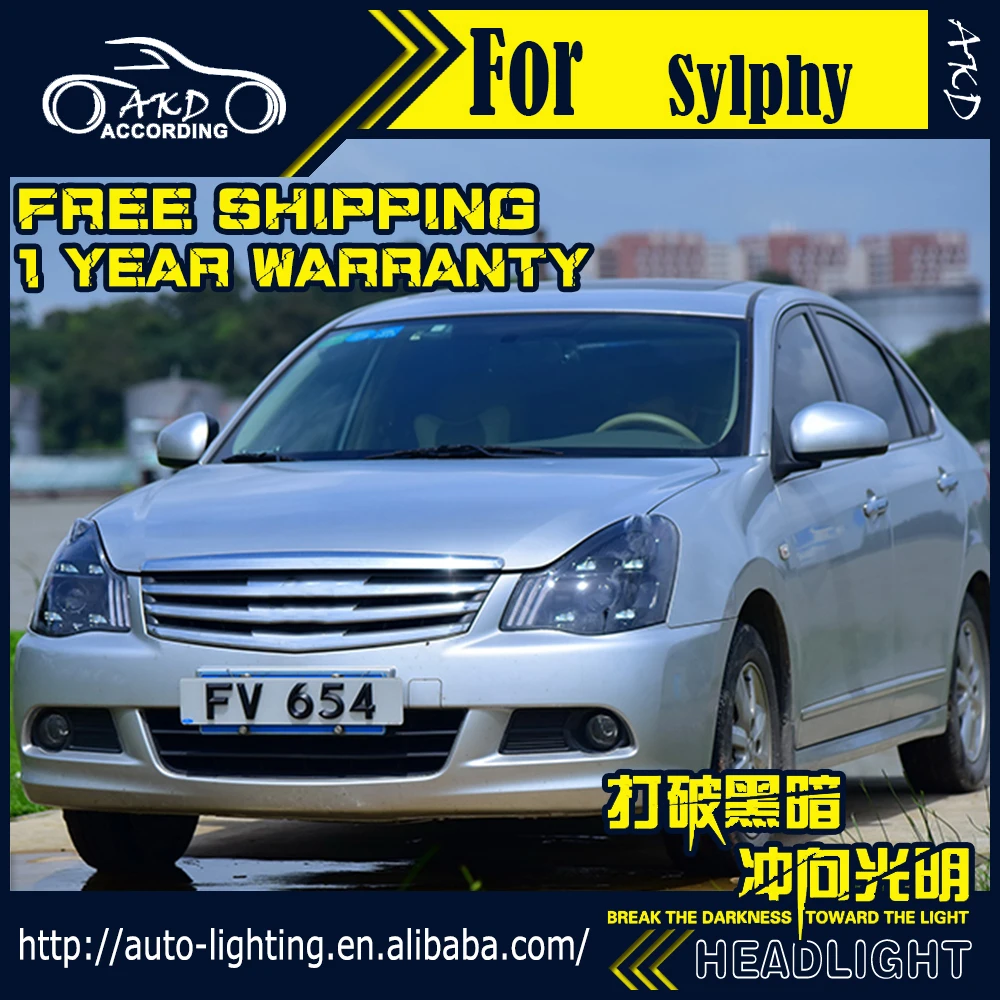 АКД стайлинга автомобилей Фара для Nissan Sentra X-Trail фары 2006-2012 Sylphy светодиодный задний фонарь светодиодный высокий низкий луч указатель поворота аксессуары