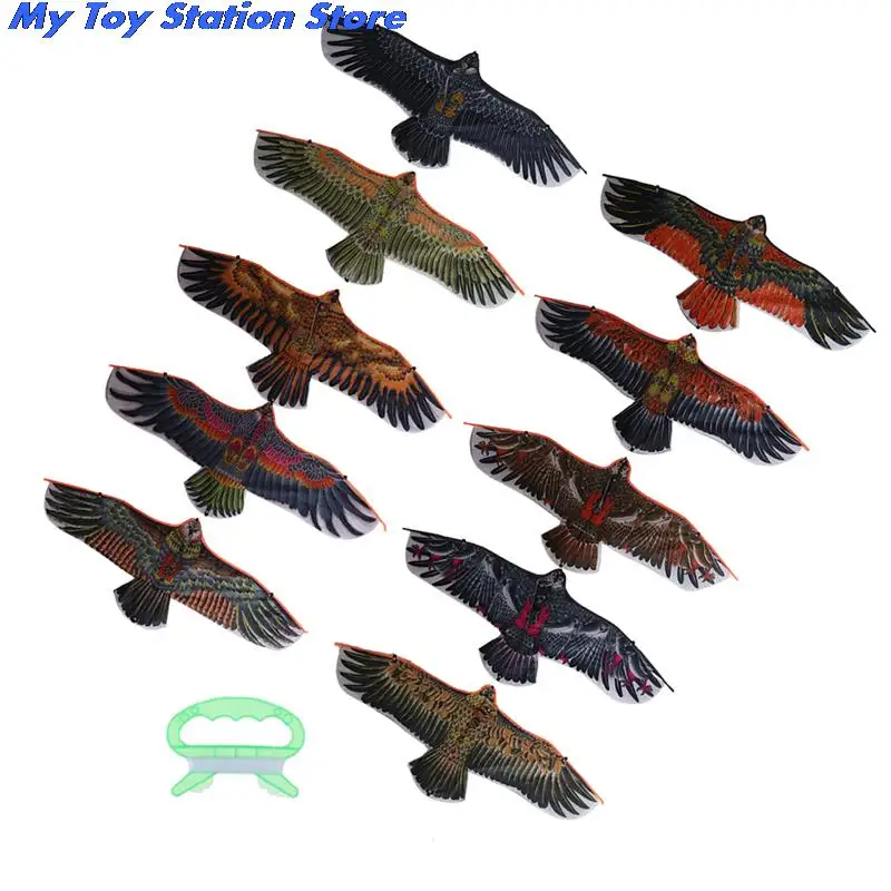 1.1m Flat Eagle Kite With 30 Meter Kite Line Children Flying Bird Kites Windsock Outdoor Toys Garden Cloth Toys For Kids Gift