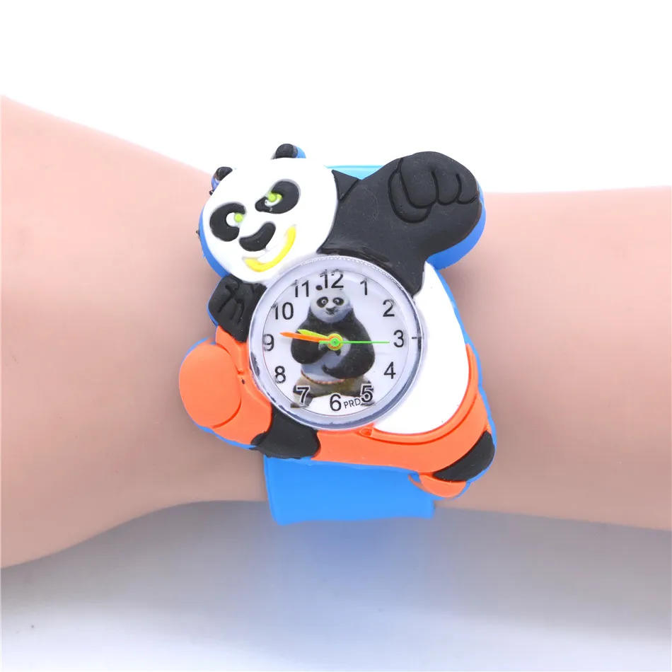 Часы для мальчиков с динозавром, 3D Мультяшные часы с животными для детей, игрушки, резиновые часы с ремешком, кварцевые часы - Цвет: Panda Watches