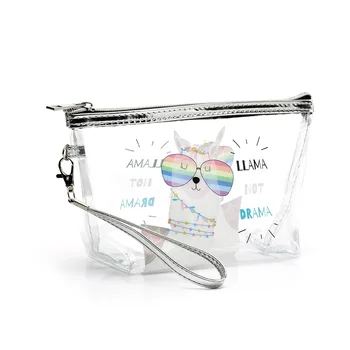 

Transparent Cartoon Cosmetic Bags Portable PVC Small Make-up Bag For Female Girls Printing Travel Pouchs Makeup Bags Organizer