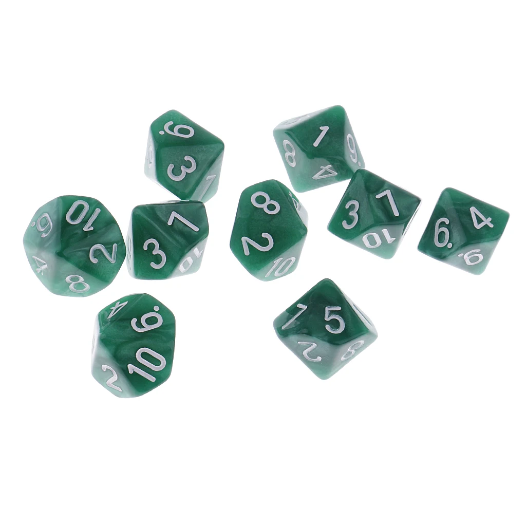 10pcs 10D Dices for Dungeons and Dragons DND RPG MTG Table Games Dice - 5 Colors to Choose