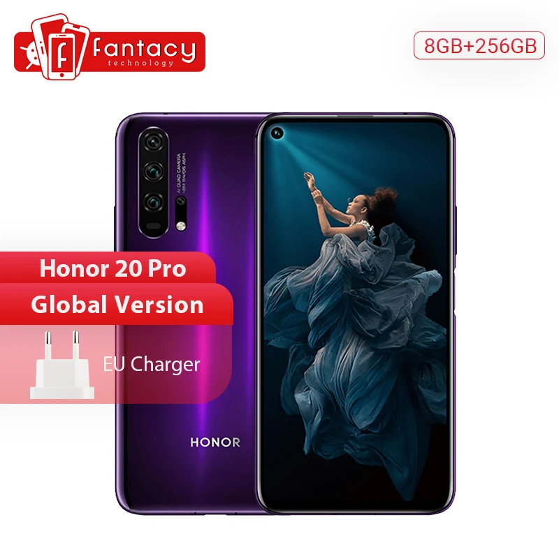 Глобальная версия смартфона Honor 20 Pro 8 Гб 256 ГБ Kirin 980 восемь ядер 48 МП четыре камеры