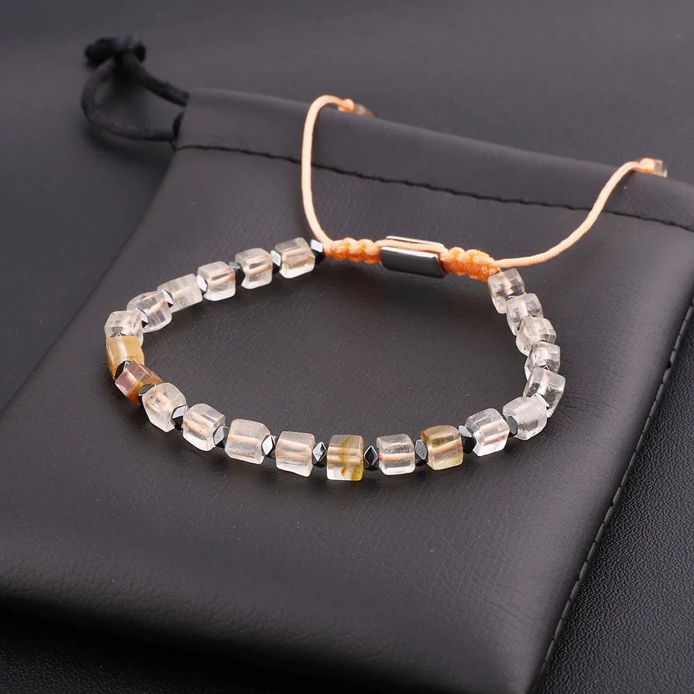 JARAVVI New Cute Design 4mm Cube Shape Natural Stone Beads Macrame Bracelet Women Jewelry Gift - Image 4
