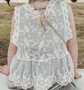 LACE VEST Корейский стиль милые девушки, хлопковый, кружевной, с вышивкой без рукавов, жилеты летняя универсальная Красивая без рукавов свободное От 1 до 6 лет - Цвет: LACE VEST