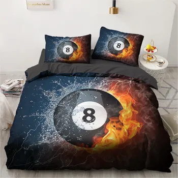 

3D Sport Ball Bedding Set Custom Design Black Quilt Cover Sets Modern Bed Linen Pillow Cottom 200*230cm Full Twin Double Size