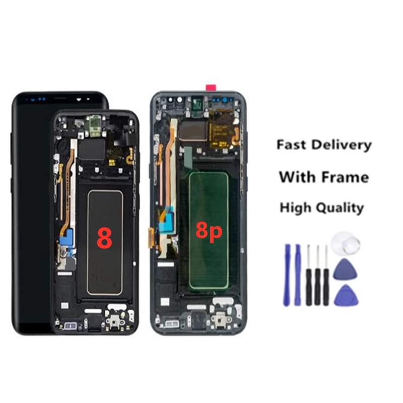 

High Quality LCD With Frame For SAMSUNG Galaxy S8 G950 G950F Display S8 Plus G955 G955F Touch Screen Digitizer Replacement+Tools