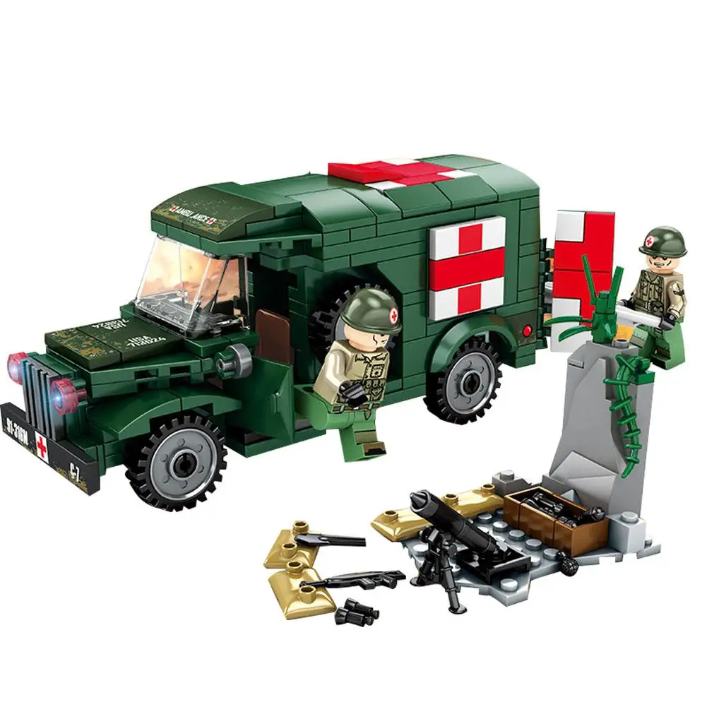 Хоббилан Военная скорая помощь строительные блоки вставить мальчик головоломки игрушка
