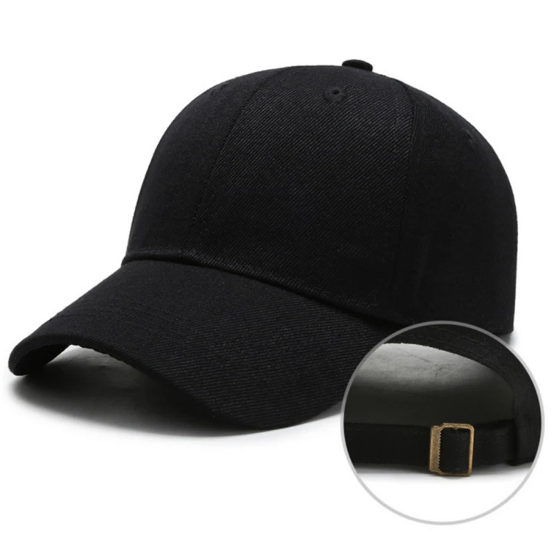 Бейсбольная кепка с регулируемой задней пряжкой, одноцветная, для DIY, с рисунком, дышащая, солнцезащитная Кепка, головной убор для runningfz - Цвет: Черный