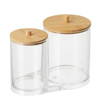 

1PCS Makeup Organizer Box Storage Cosmetices Cotton Pads Swab Bamboo Cover for Women Makeup Box
