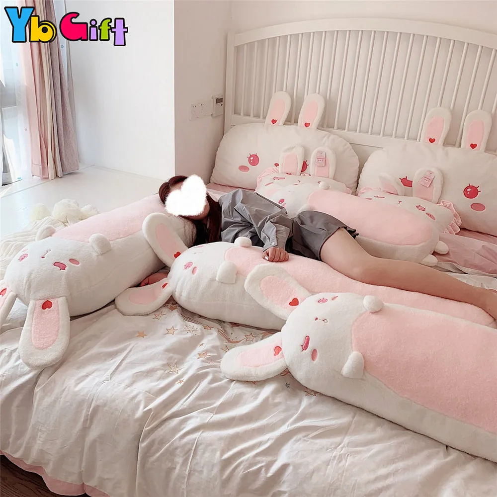 Милые Kawaii игрушечные кролики, розовые мягкие животные, плюшевый кролик, постельные принадлежности, подушки с длинными ушами, кролик, кукла для девочек, подарки для детей на день рождения