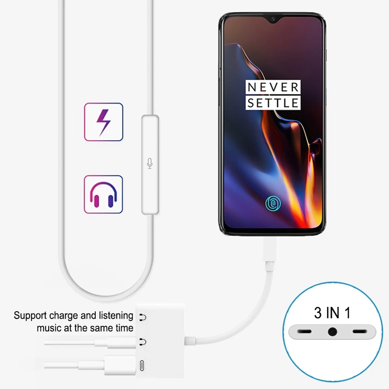 3 in 1 Fast Charge Headset Adapter Type C Usb C 3 5Mm Digital o Cable Converter For Ipad Pro Google Htc Huawei Essential