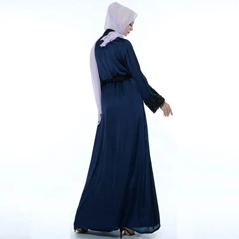 Сатиновое платье с пайетками в Дубае, открытое Абая, длинный женский кардиган, Макси-Платье, кимоно, jilбаб, исламское платье-кафтан, арабский