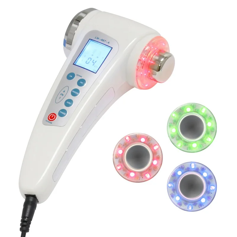 Billig 1Mhz und 3Mhz Ultraschall Gesicht Massager 7 Farben LED Licht Gesichts Photon Ultraschall Therapie Hautpflege Körper Schlank anti Cellulite Schönheit