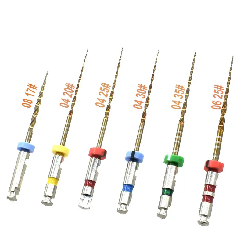 Стоматологические роторные напильники 04 конусные золотые flexi-gold niti для тепловой