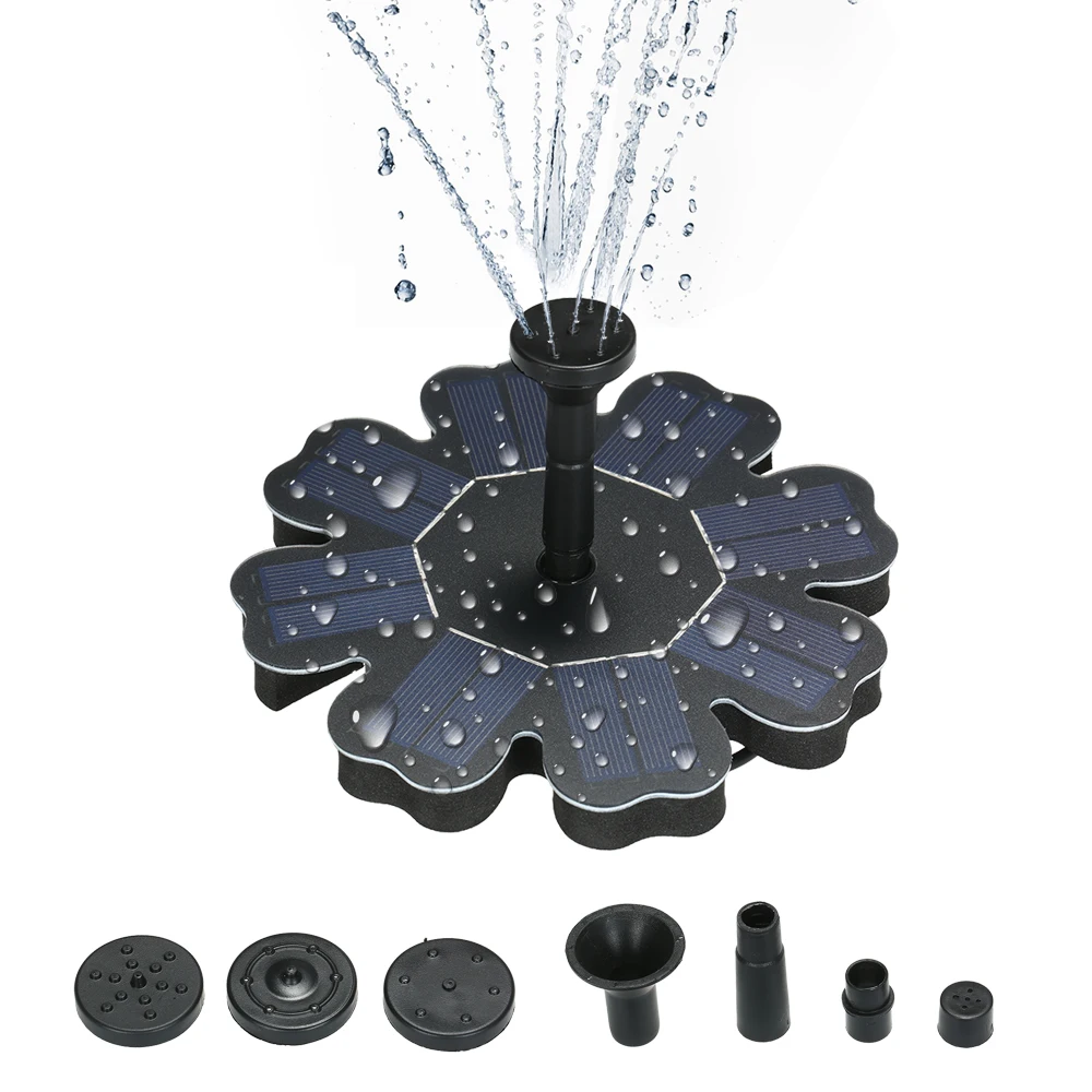 160mm/6.3" Solar Power Fountain Flower-shape Solar Panel Energy-saving Water Pump Garden Decoration Plants Watering Kit